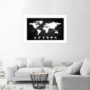 Poster mural en papier premium avec image de mappemonde noir et blanc feeby-01