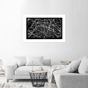 Poster mural en papier avec image d'une carte de paris couleur noir et blanc feeby-01