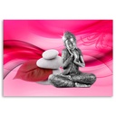 Cadre imprimé sur toile avec image de bouddha sur fond rose fabriqué en mdf et toile feeby-02