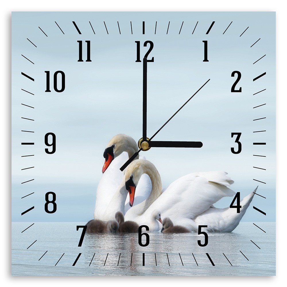 Horloge murale motif animal en panneau de fibres de bois classique avec une finition de couleur bleue feeby-02