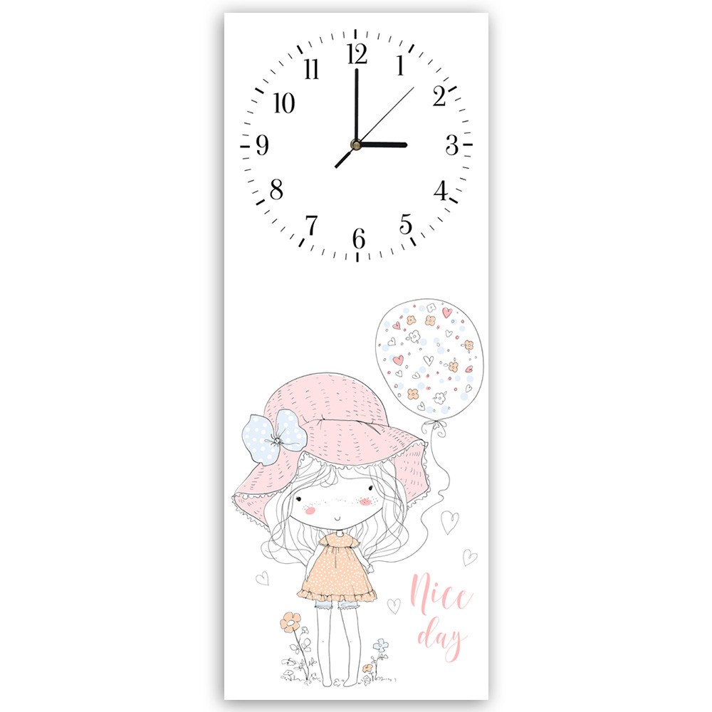 Horloge murale en panneau de fibres de bois classique avec une finition de couleur rose et blanc feeby-02