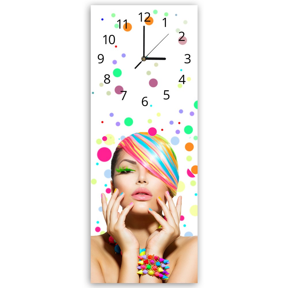 Horloge murale en panneau de fibres de bois et papier classique avec motif femme feeby-02