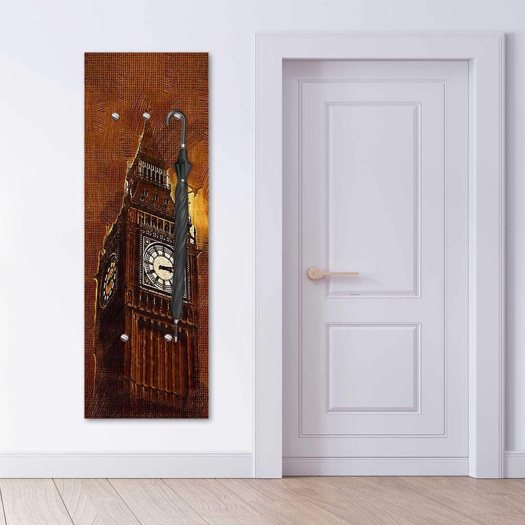 Porte-manteaux en panneau de fibres de bois et papier satiné avec dessin de big ben feeby-01