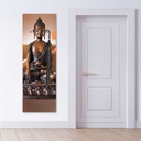 Porte-manteaux en panneau de fibres de bois et papier satiné avec dessin de bouddha marron feeby-01