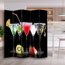 Paravent avec image de cocktails et fruits fabriqué en mdf et toile feeby-01