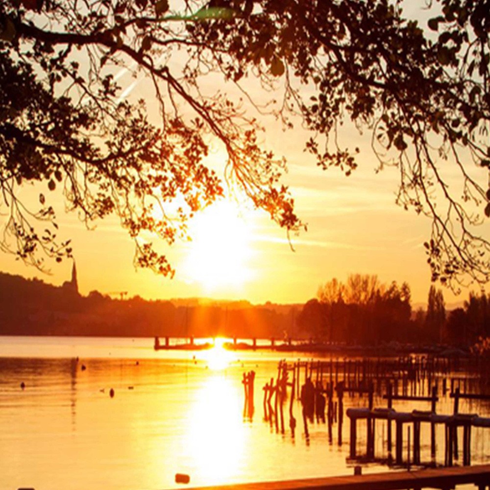 Paravent séparateur d'espaces imprimé sur toile avec cadre en mdf coucher de soleil sur le fleuve feeby-02