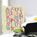 Paravent séparateur d'espaces pour enfants en toile avec cadre en mdf motif alphabet tons pastel feeby-01