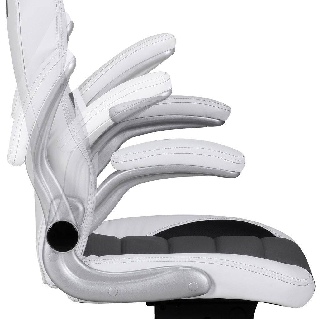 Housse de chaise de bureau Racing en simili cuir blanc_05