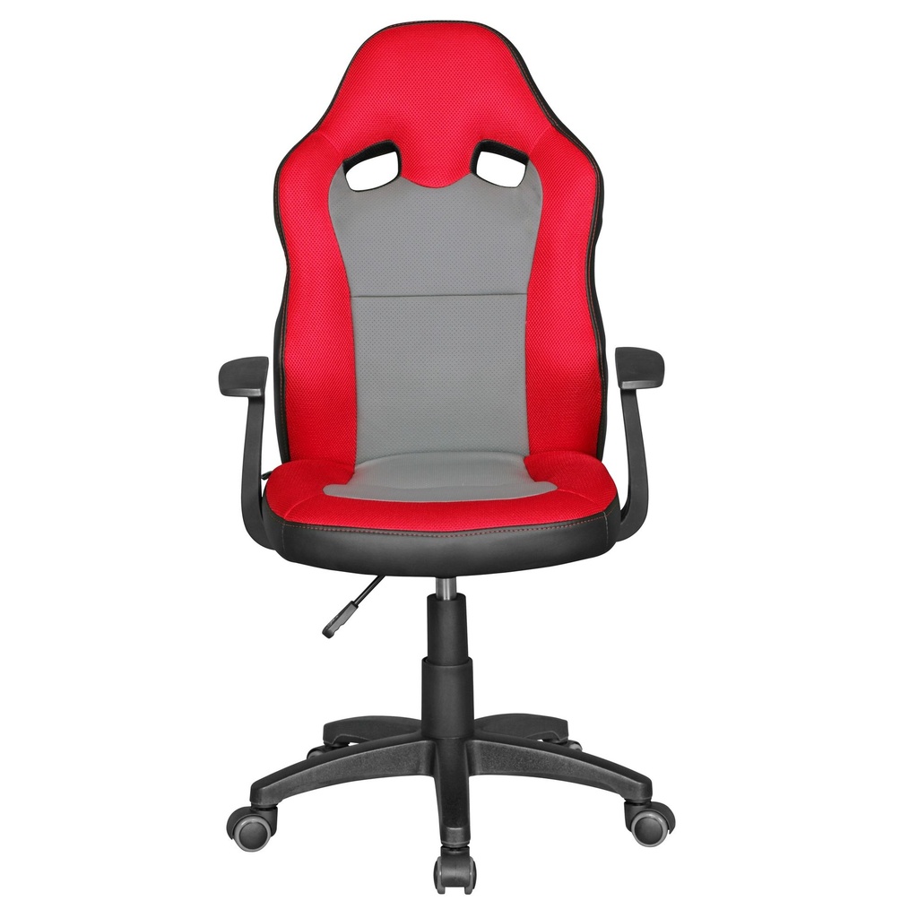 Chaise de bureau enfant SPEEDY rouge/gris pour enfants à partir de 8 ans avec dossier et roulettes pour sols durs_01