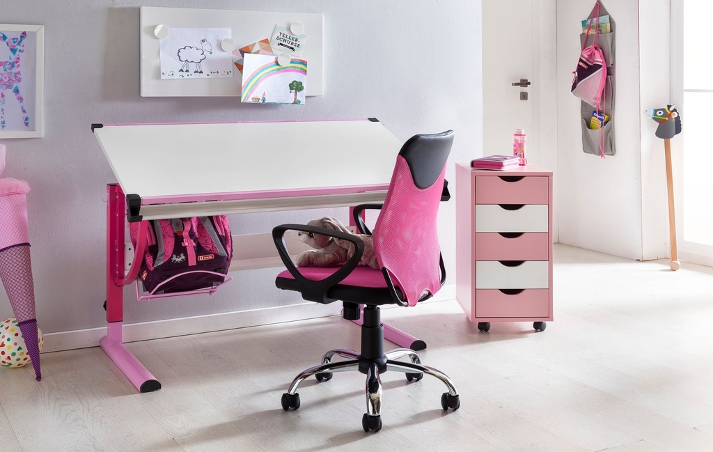 Chaise de bureau enfant KiKa noir rose pour enfants à partir de 6 ans avec dossier_02