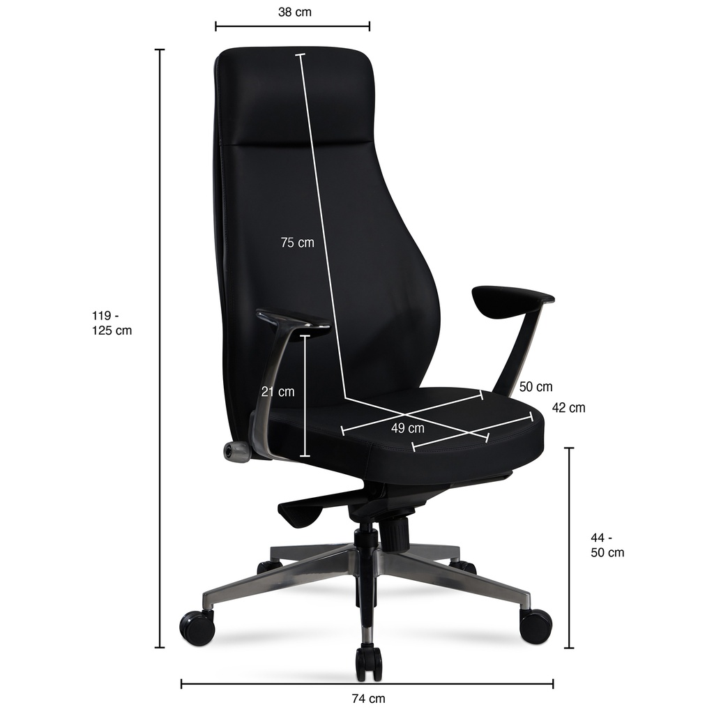 Chaise de bureau avec revêtement en simili cuir noir, jusqu'à 120 kg, fauteuil de direction, réglable en hauteur, ergonomique avec accoudoirs et dossier haut, fonction berçante_03