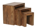 Set de 3 tables gigognes MUMBAI en bois massif de sheesham style maison de campagne, bois naturel marron foncé_07