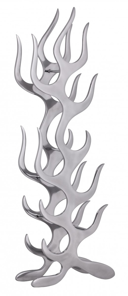 Casier à vin Design en aluminium FLAME pour 9 bouteilles en argent, 32 x 94 x 14 cm_01