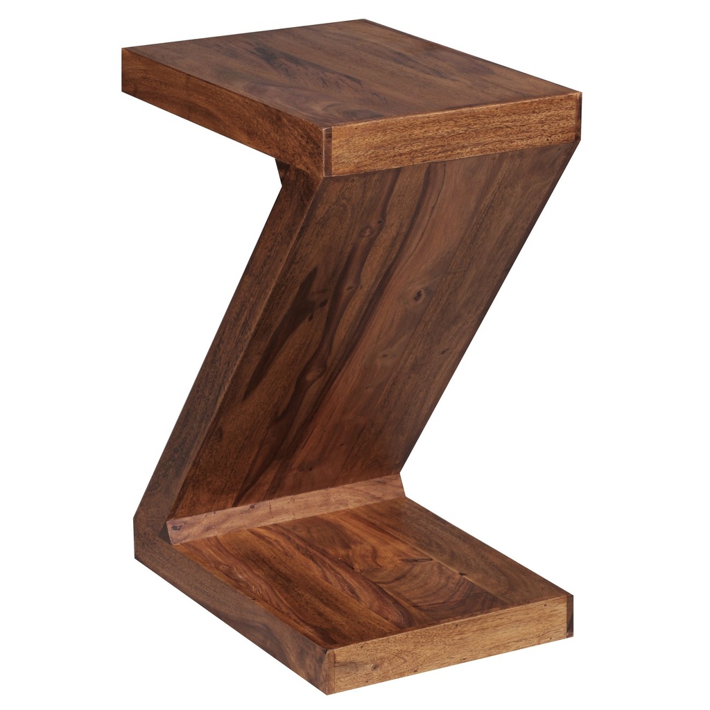 Table d'appoint MUMBAI bois massif Sheesham Z Cube 59cm haut design marron style maison de campagne_08