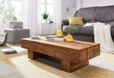 Table basse SIRA en bois de Sesham massif 120 cm de large style maison de campagne marron foncé_02