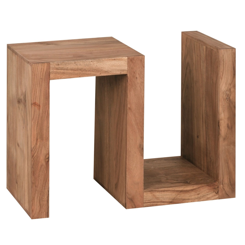 Table d'appoint MUMBAI en bois massif d'acacia S Cube 60 cm de haut, design style maison de campagne marron_07