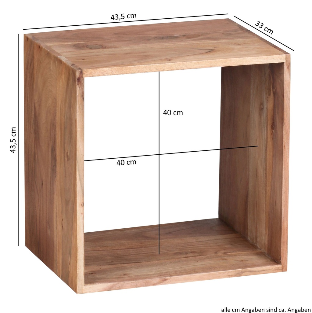 Étagère sur pied MUMBAI bois d'acacia massif 43,5 cm, design cube, produit naturel, style maison de campagne_04