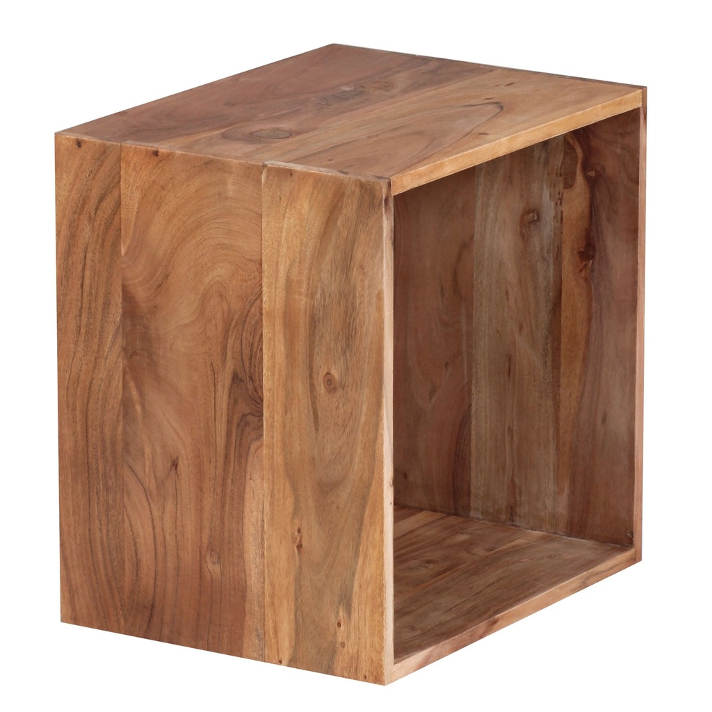 Étagère sur pied MUMBAI bois d'acacia massif 43,5 cm, design cube, produit naturel, style maison de campagne_06