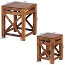 Set de 2 tables d'appoint PALI en bois de Sesham massif, design style maison de campagne marron foncé_03