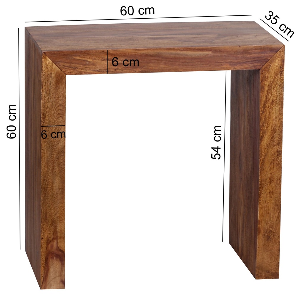 Table d'appoint MUMBAI en bois de Sesham massif 60 x 35 cm, design style maison de campagne marron foncé_03