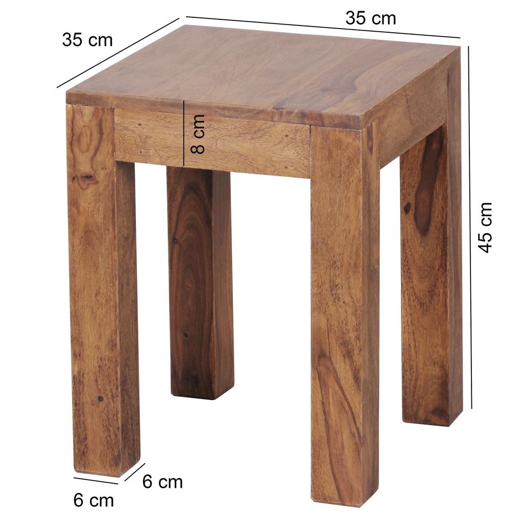 Table d'appoint MUMBAI en bois de Sesham massif 35 x 35 cm, design style maison de campagne marron foncé_03