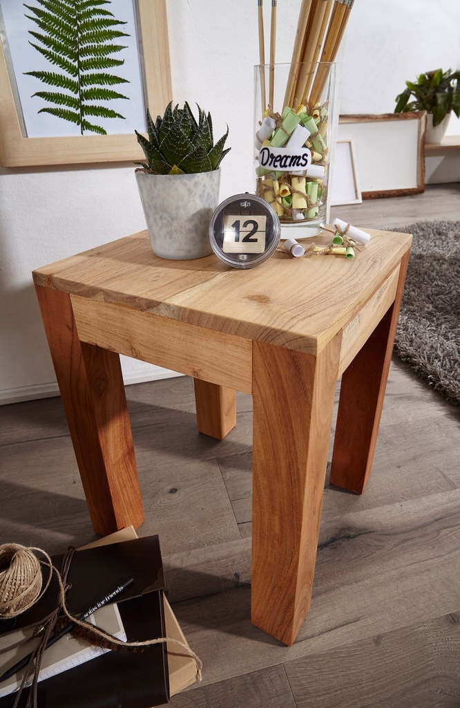 Table d'appoint MUMBAI en bois d'acacia massif 35 x 35 cm, design style maison de campagne marron foncé_04