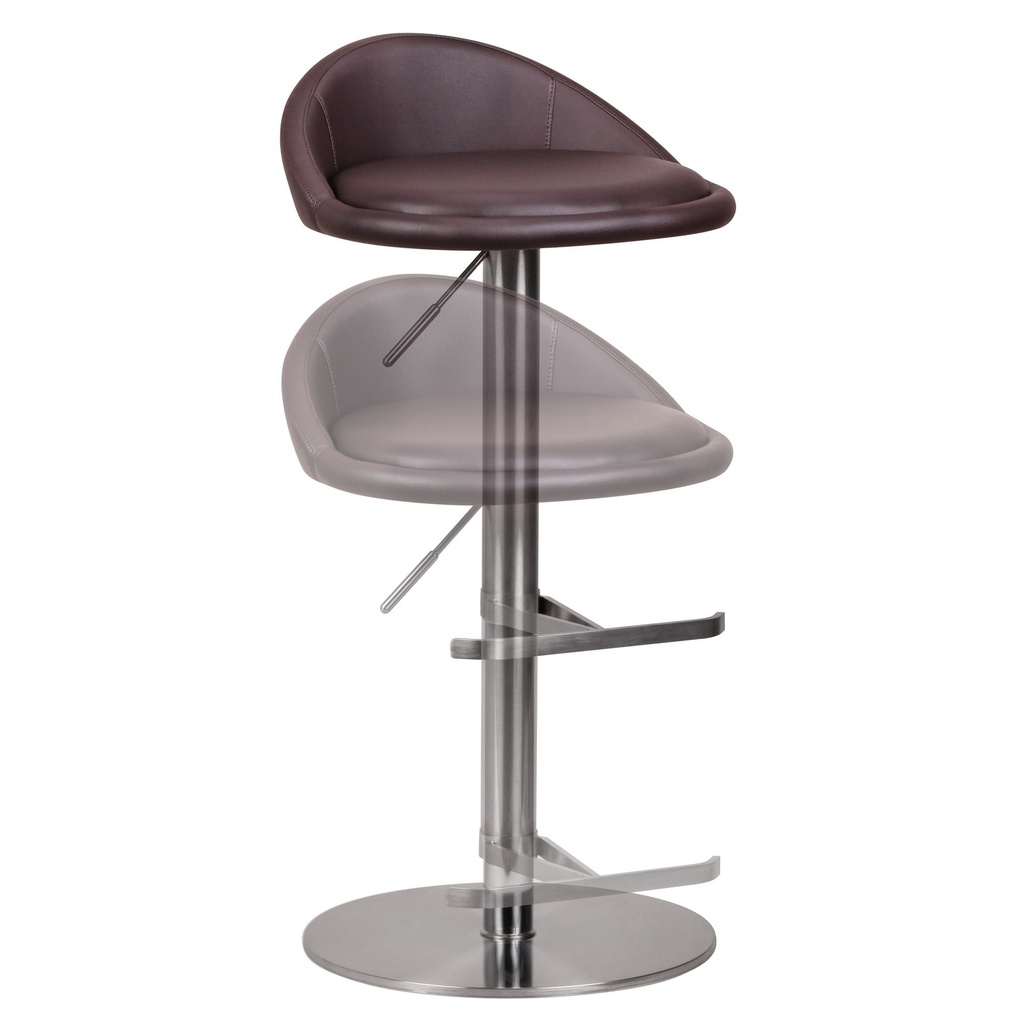 Tabouret de bar marron en acier inoxydable réglable en hauteur hauteur d'assise 54 - 79 cm_01