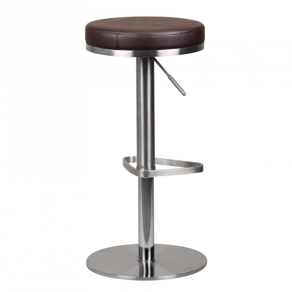 Tabouret de bar marron en acier inoxydable réglable en hauteur hauteur d'assise 57 - 82 cm_06