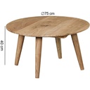 Table basse BOHA en bois d'acacia massif, ronde Ø75 x 40 cm, avec 4 pieds style maison de campagne_03