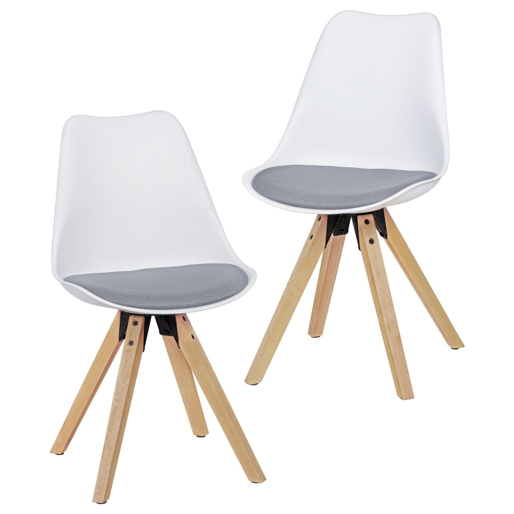 Wohnling, lot de 2 chaises de salle à manger rétro Lima, blanc/gris_01