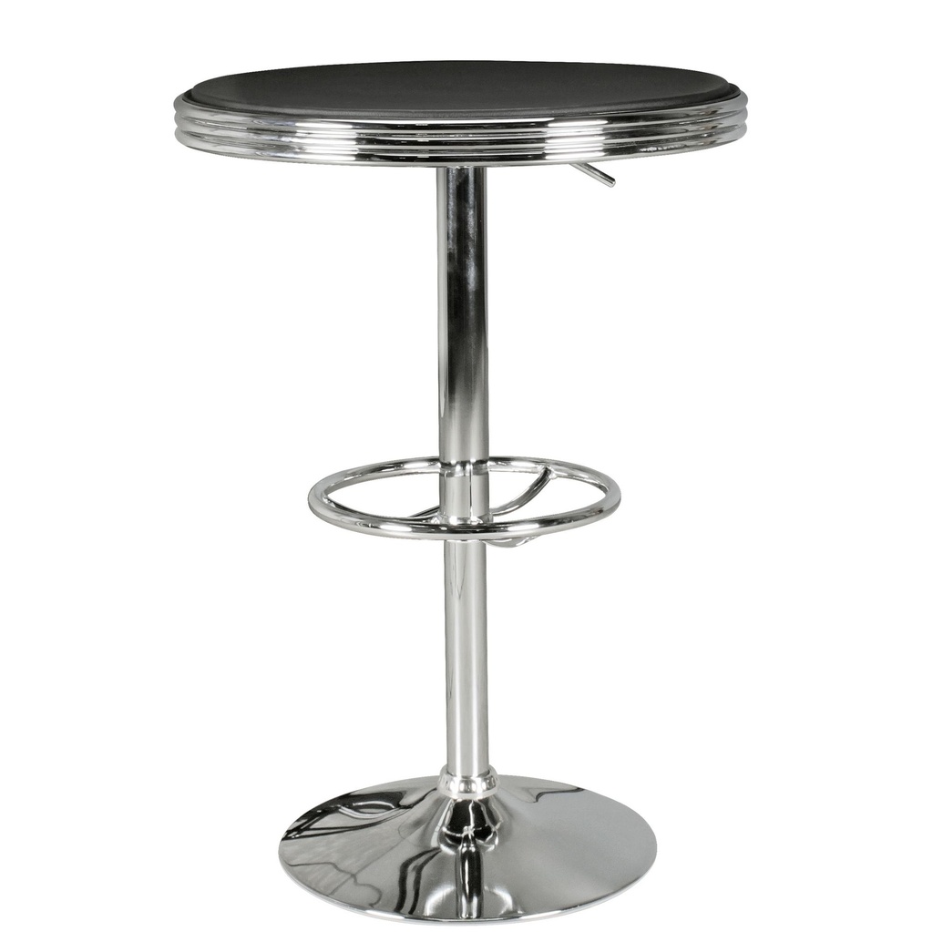 American Diner table de bar Elvis ronde Ø 60 cm en aluminium revêtement en simili cuir noir/argent_05