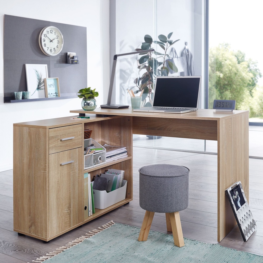 Bureau d'angle Design avec étagère Sonoma 120 x 75,5 x 106,5 cm_01