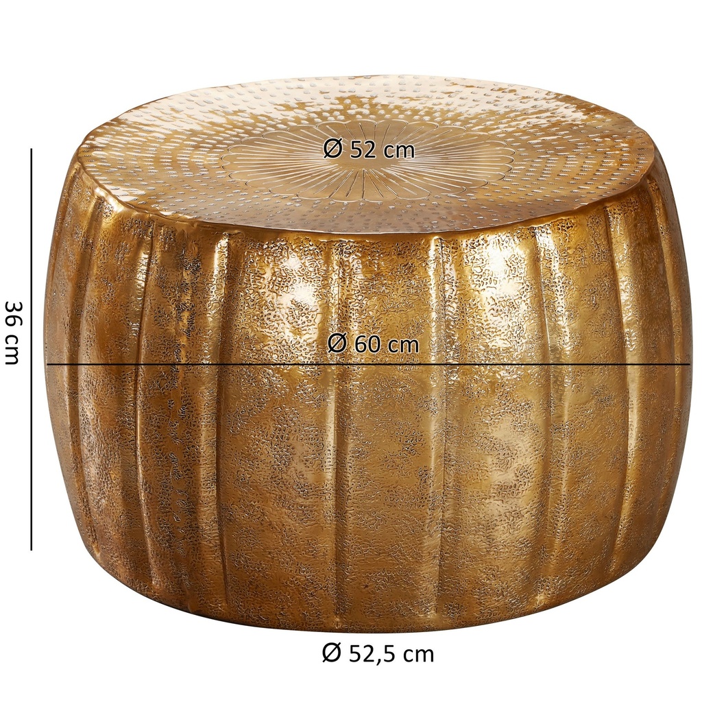 Table basse JAMAL 60x36x60 cm aluminium or oriental rond_03