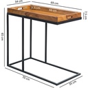 Table d'appoint en bois de Sheesham 70 x 65 x 34 cm avec structure en métal_03