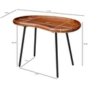 Table basse 71x51x40 cm en sheesham massif, forme haricot avec pieds en métal_03