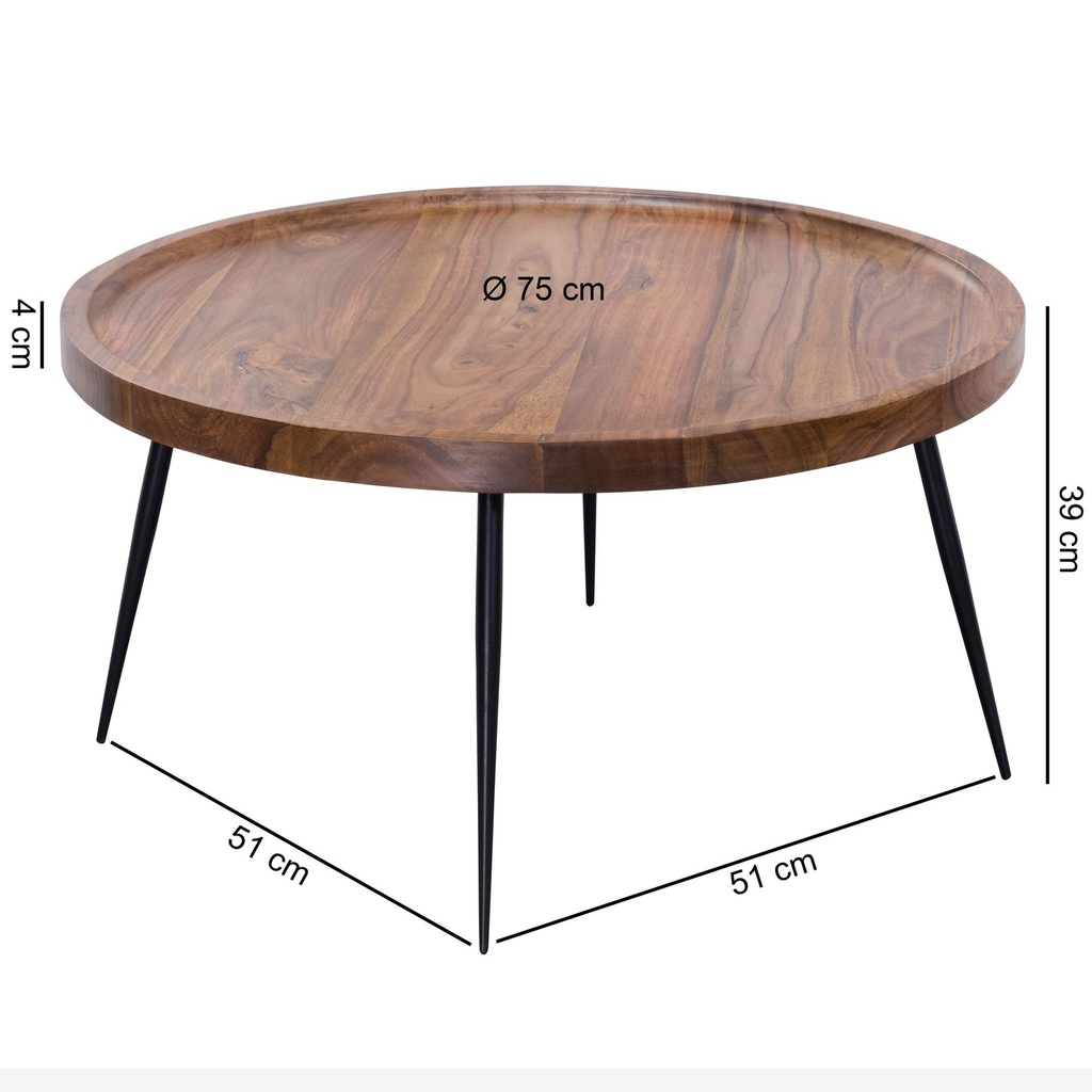 Table basse 75x39x75 cm bois massif Sheesham / métal_03