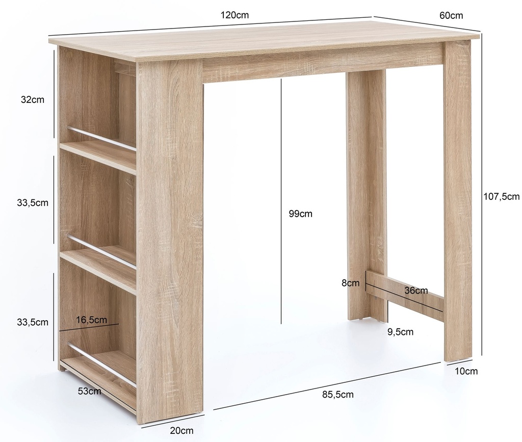 Table de bar Sonoma 120 x 107,5 x 60 cm bois_03