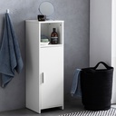 Meuble de salle de bain 30 x 95,5 x 30 cm en bois blanc avec porte et compartiment de rangement_01