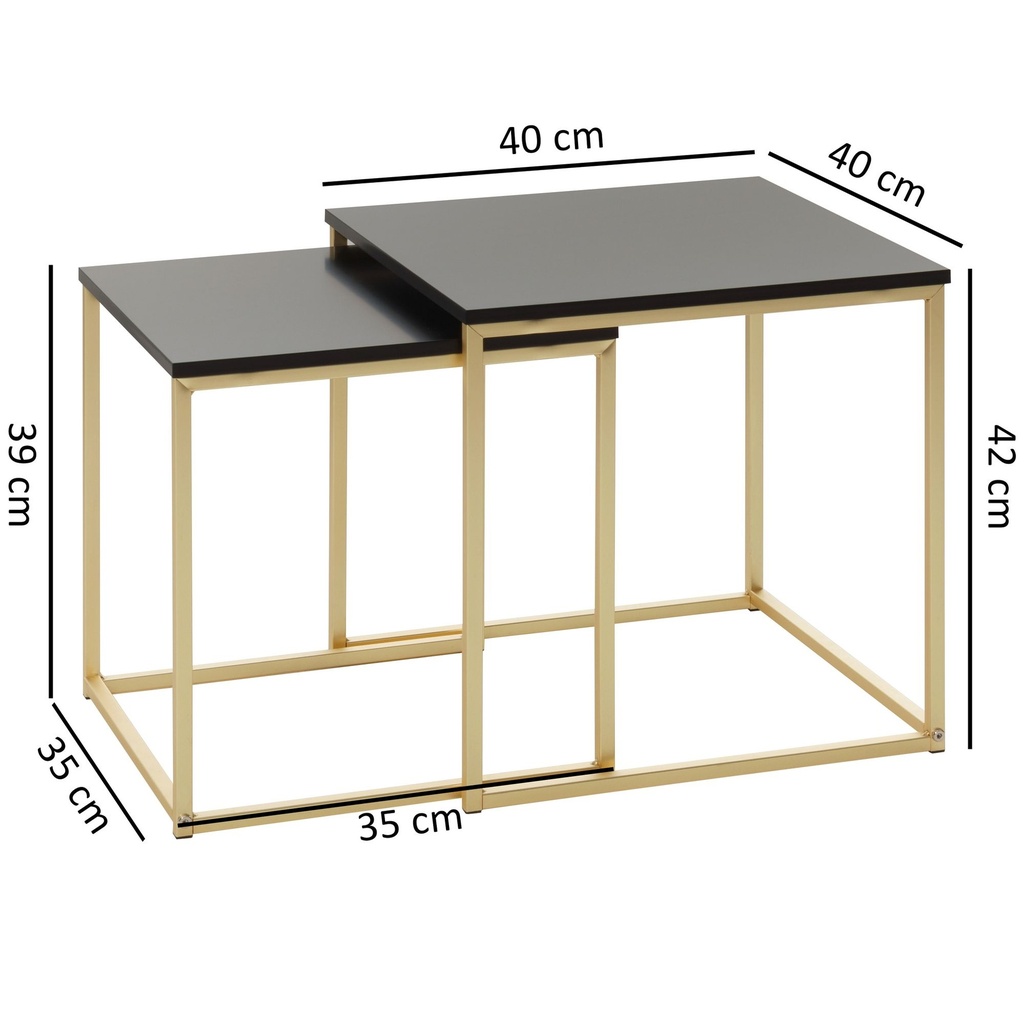 Table gigogne CALA noir / or, MDF / métal_03