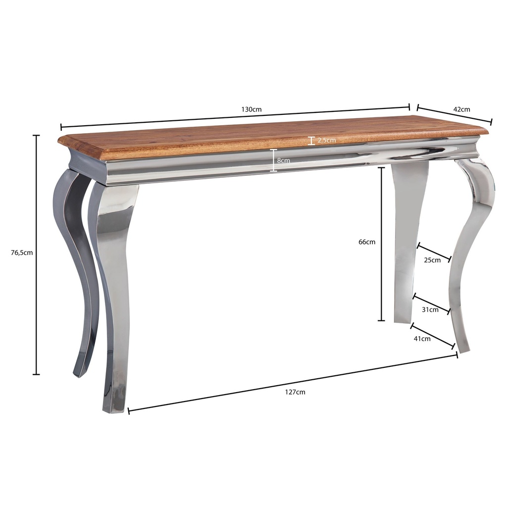 Table console Sheesham bois massif / métal 130x76,5x42 cm, étroite, moderne_03