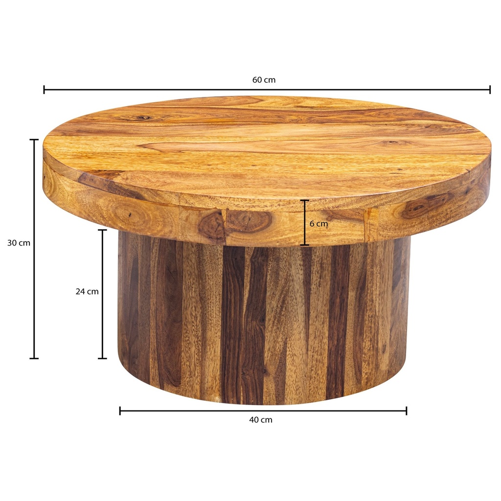 Table basse 60x30x60 cm en bois de Sesham massif, ronde, marron_03