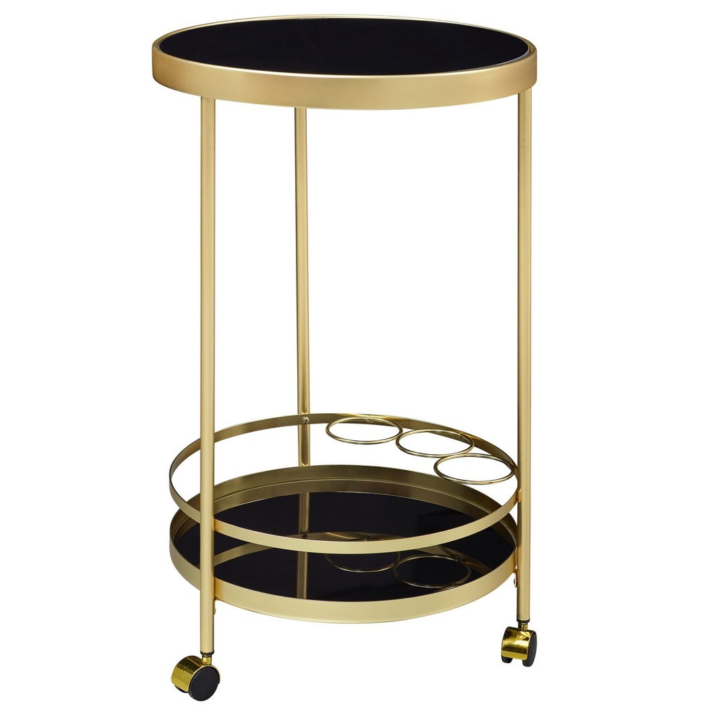 Design chariot de service doré rond Ø 45 cm 2 niveaux_06