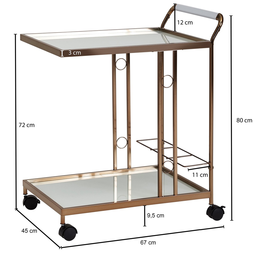 Design chariot de service or 67x80x45 cm_03