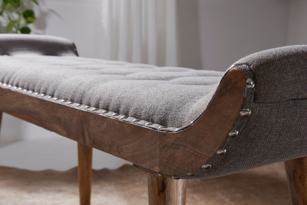 Banc en tissu / banc en bois massif gris 125x51x38 cm design Chesterfield_05