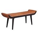 Banc en Cuir Véritable/Bois Massif Marron 125x51x38 cm Moderne_06