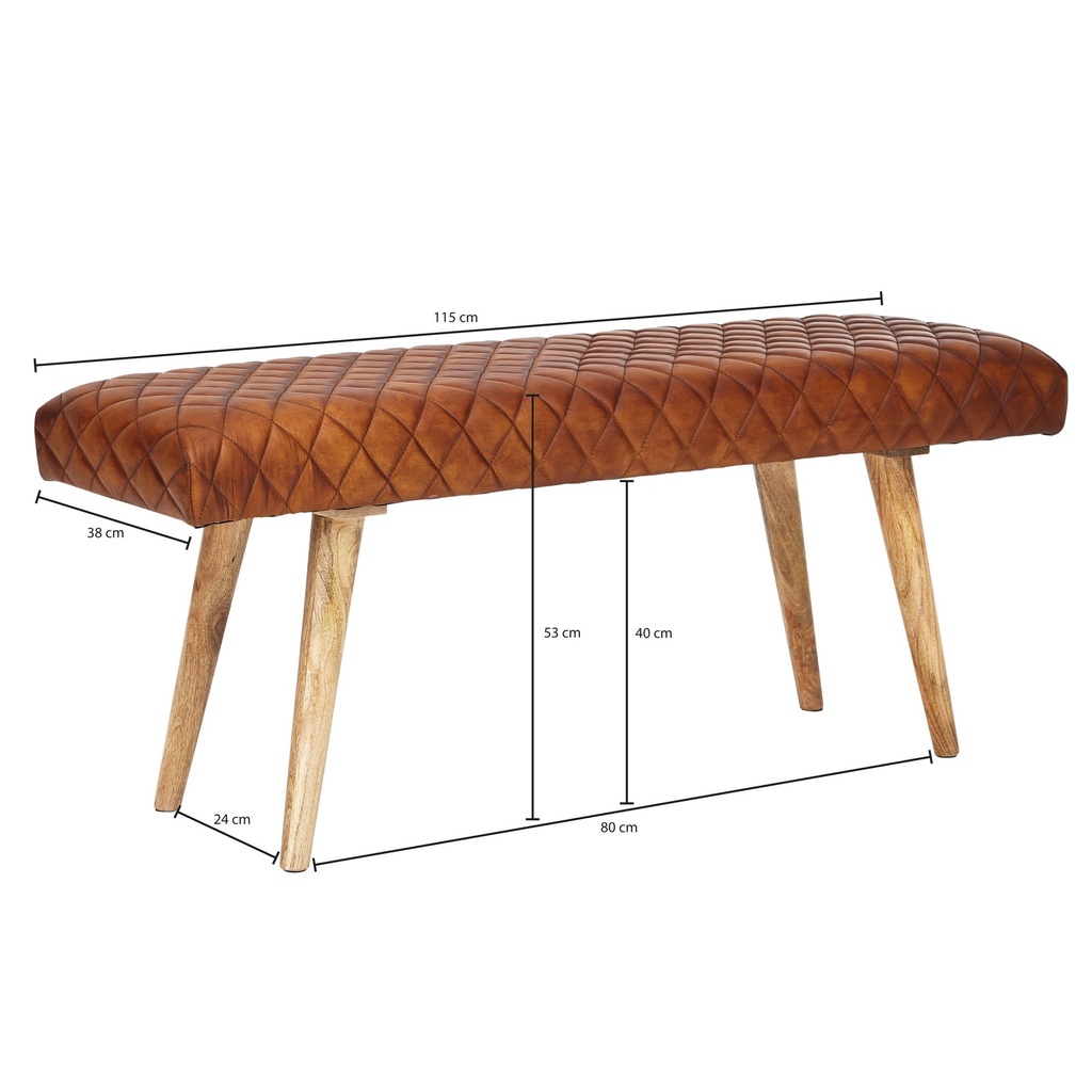 Banc en cuir véritable / banc en bois massif 115x53x38 cm, marron_03