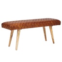 Banc en cuir véritable / banc en bois massif 115x53x38 cm, marron_06