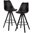 Wohnling, lot de 2 tabourets de bar en similicuir noir/bois massif_01