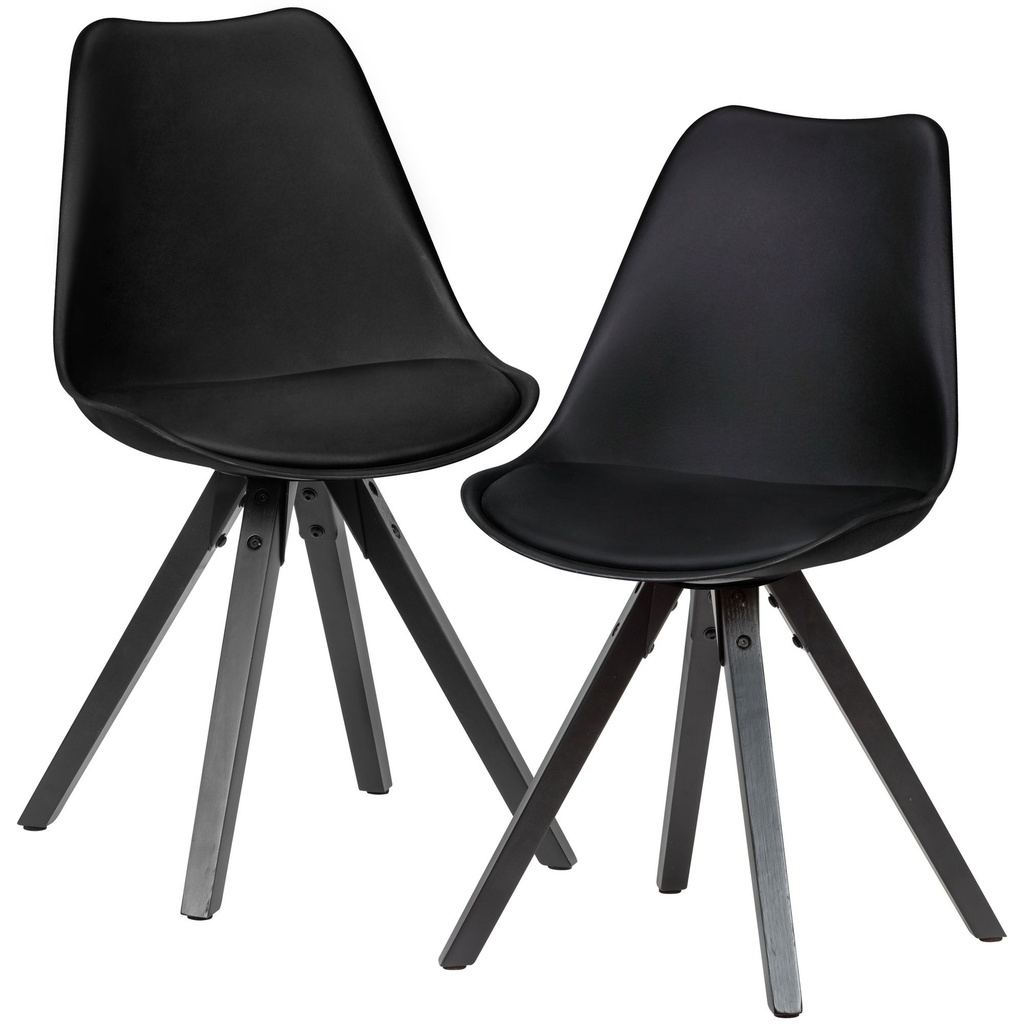 - Lot de 2 chaises de salle à manger rétro noires avec pieds noirs, dossier scandinave, rembourrées_01