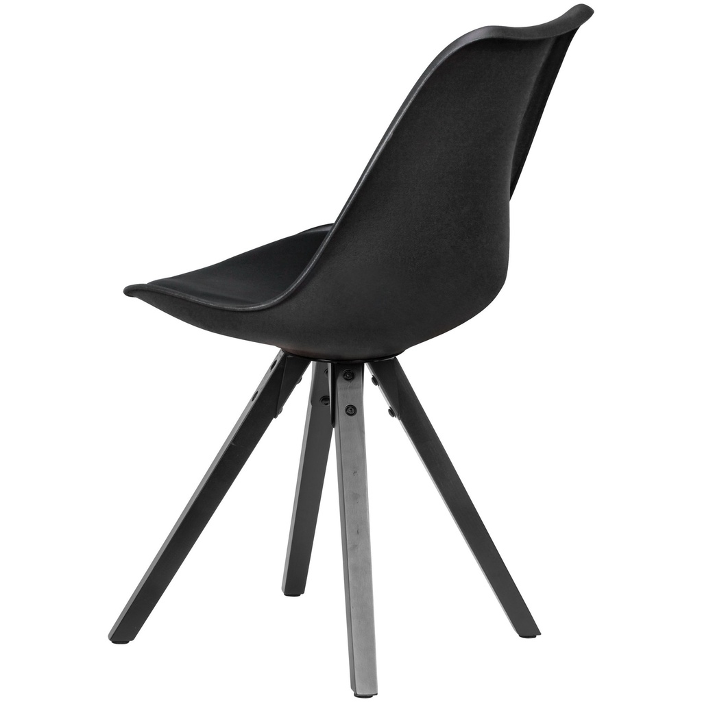 - Lot de 2 chaises de salle à manger rétro noires avec pieds noirs, dossier scandinave, rembourrées_05